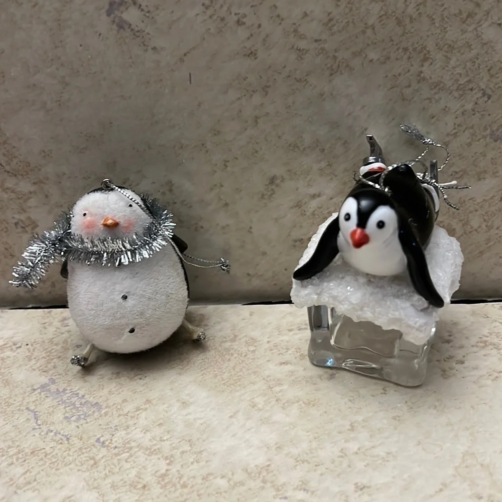 Vintage lot of 2 Penguin Christmas Ornaments Kurt S Adler